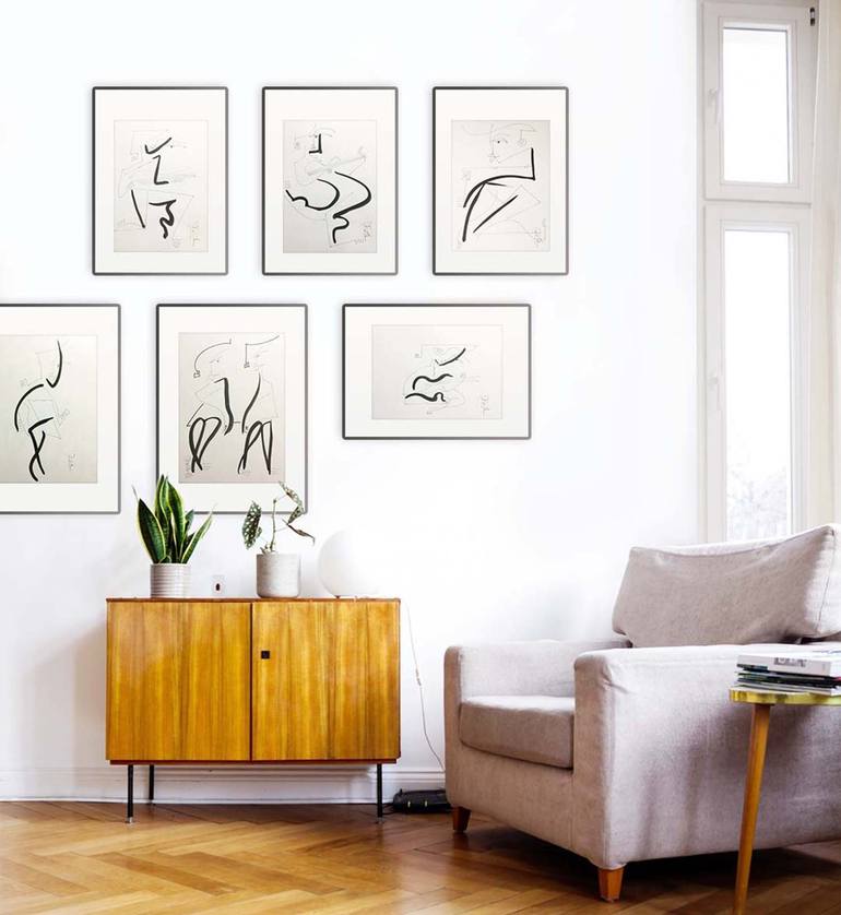 Original Abstract Women Drawing by Raquel Yunta