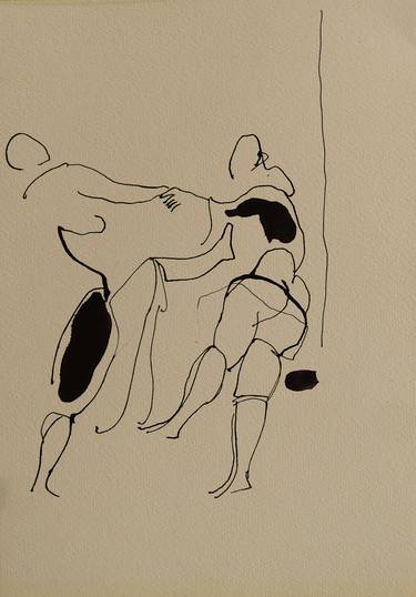 Post war american india ink nude painting