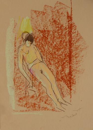 Original Figurative Nude Drawings by Frederic Belaubre