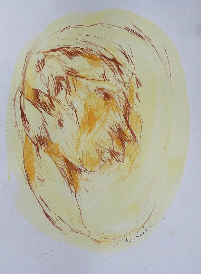 Original Expressionism Portrait Drawing by Frederic Belaubre