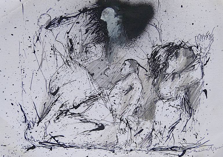 Original Expressionism Mortality Drawing by Frederic Belaubre