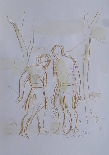 Original Figurative People Drawings by Frederic Belaubre