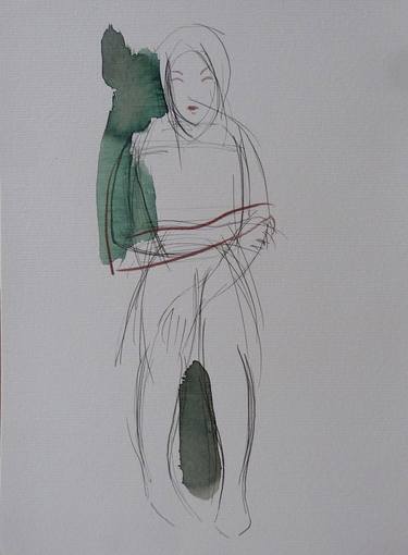 Original Figurative Women Drawings by Frederic Belaubre