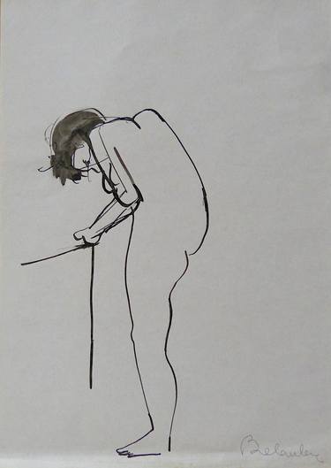 Original Figurative Nude Drawings by Frederic Belaubre