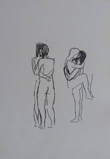 Original Figurative Erotic Drawings by Frederic Belaubre