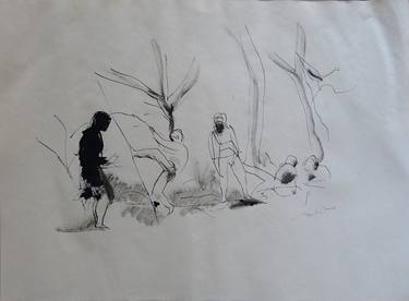 Original Figurative Garden Drawings by Frederic Belaubre