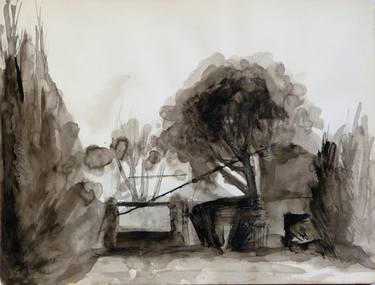 Original Figurative Landscape Drawings by Frederic Belaubre