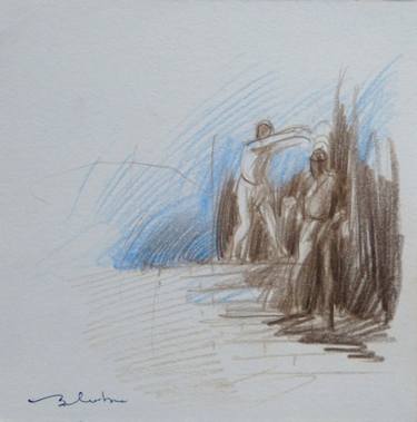Original Figurative People Drawings by Frederic Belaubre