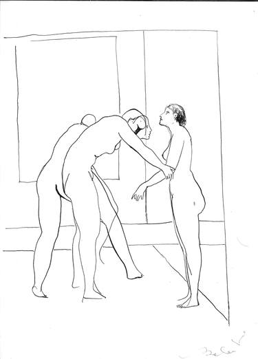 Original Figurative Nude Drawings by Frederic Belaubre