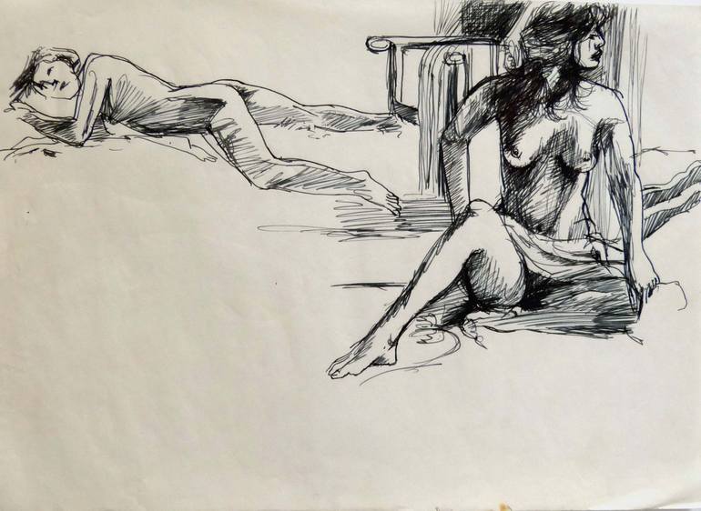 Print of Expressionism Erotic Drawings by Frederic Belaubre