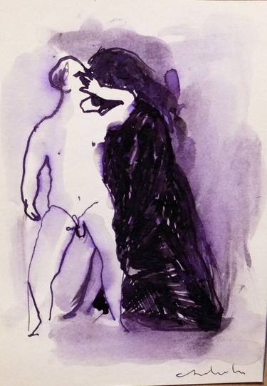 Original Figurative Erotic Drawings by Frederic Belaubre