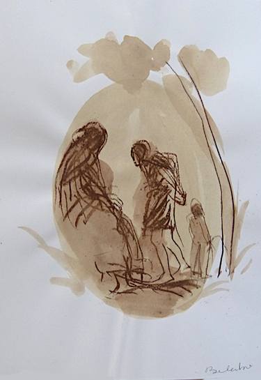 Original Figurative Garden Drawings by Frederic Belaubre