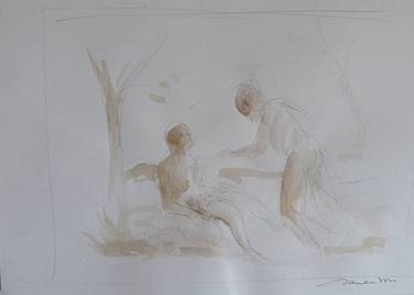 Original Figurative Garden Drawings by Frederic Belaubre