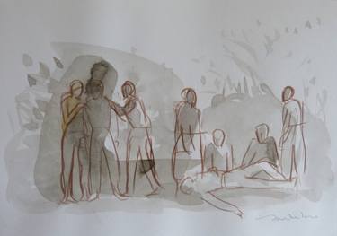 Original Figurative Garden Drawings by Frederic Belaubre