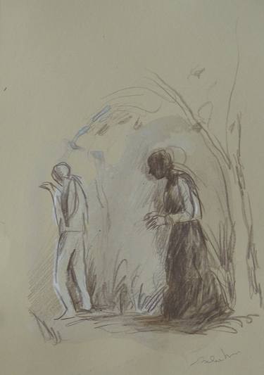 Original Figurative People Drawings by Frederic Belaubre