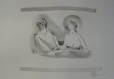 Original Figurative Women Drawings by Frederic Belaubre
