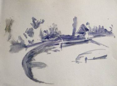 Original Figurative Sailboat Drawings by Frederic Belaubre