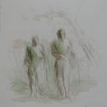 Two women and a little dog by Frederic Belaubre