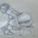 Reclining nude, on grey paper by Frederic Belaubre
