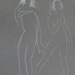 Two nudes on the beach, on grey paper by Frederic Belaubre