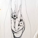The monster face, vintage surrealist drawing by Frederic Belaubre