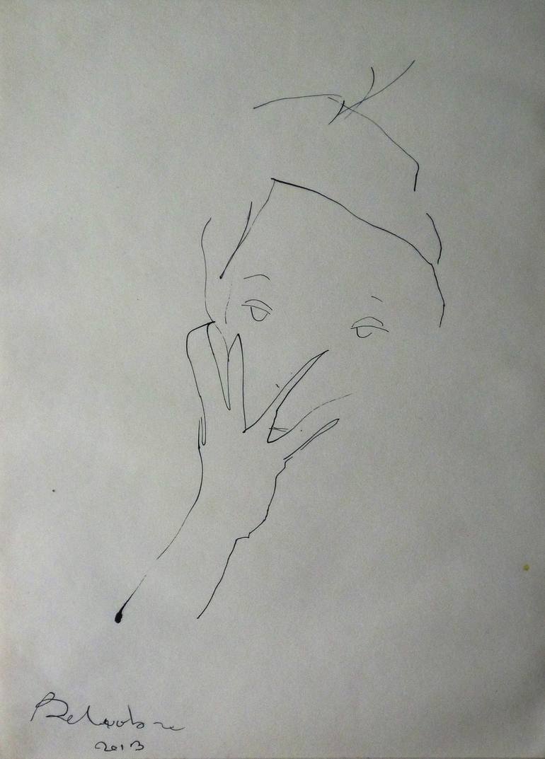 Original Figurative Portrait Drawing by Frederic Belaubre