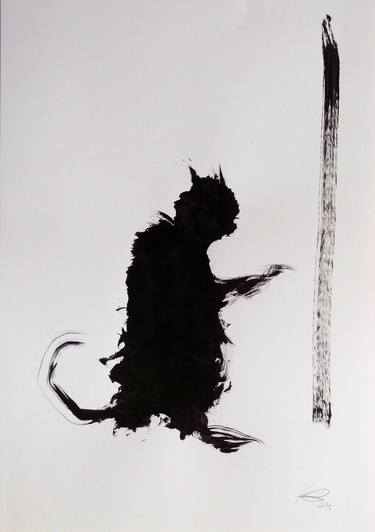 Original Figurative Cats Drawings by Frederic Belaubre