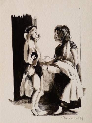 Original Figurative Women Drawings by Frederic Belaubre