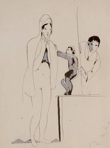 Original Figurative Family Drawings by Frederic Belaubre