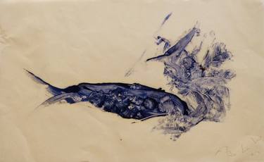 (SOLD) The Whale 2, monoprint on Chinese paper thumb