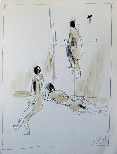 Original Nude Drawings by Frederic Belaubre