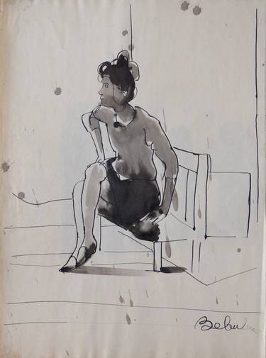 Original Figurative Women Drawings by Frederic Belaubre