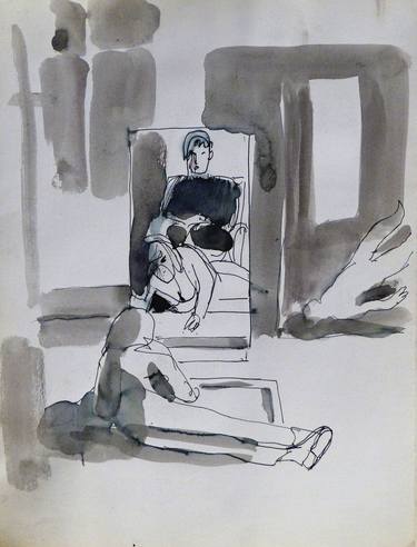 Original Figurative People Drawings by Frederic Belaubre