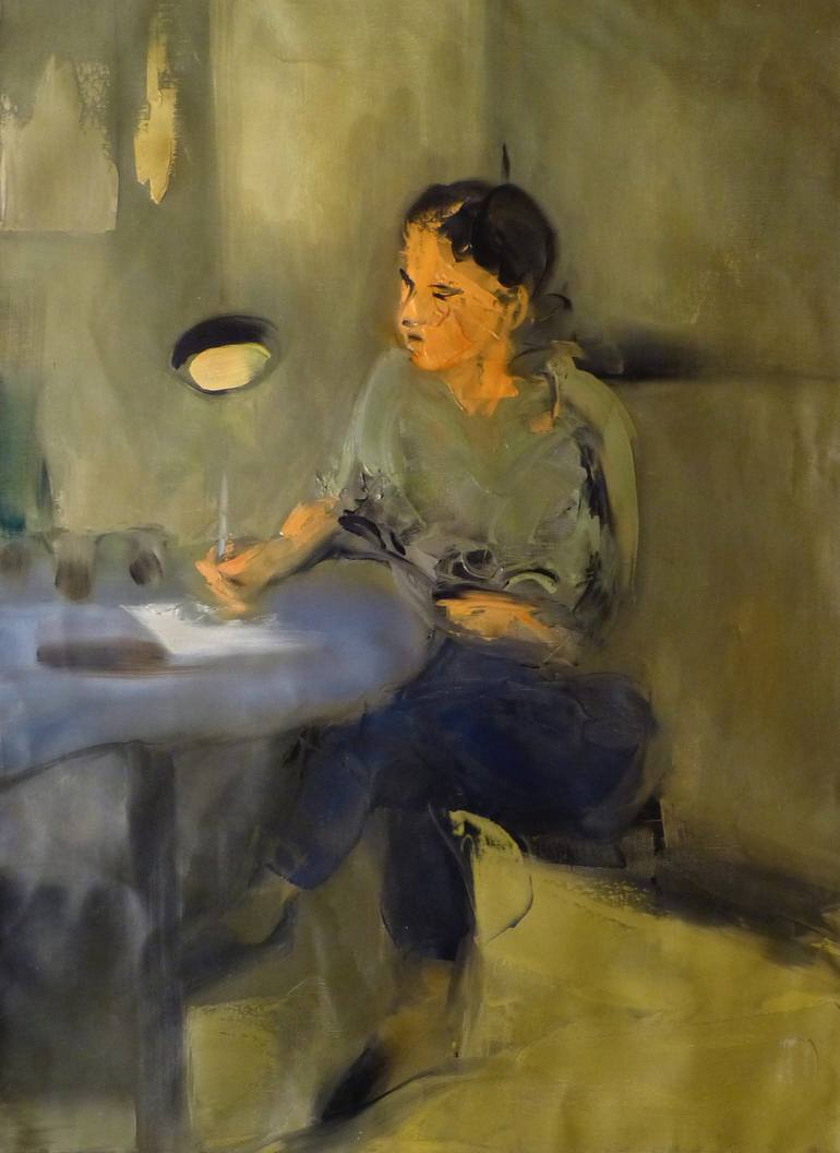 Angela Writing A Letter (SOLD) Painting by Frederic Belaubre | 