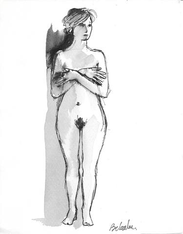Original Figurative Nude Drawings by Frederic Belaubre