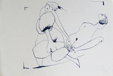 Original Figurative Erotic Drawings by Frederic Belaubre