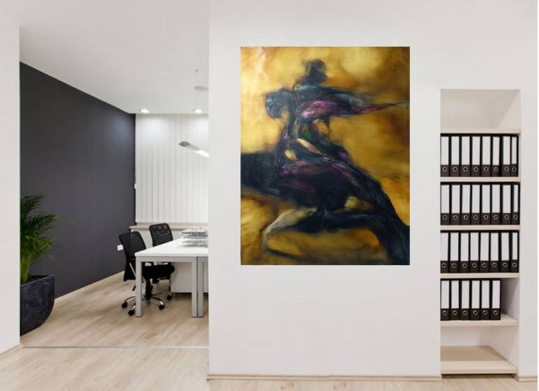 Original Abstract Men Painting by Frederic Belaubre