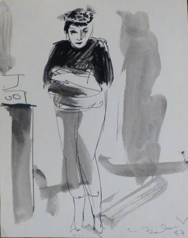 Original Figurative Women Drawings by Frederic Belaubre