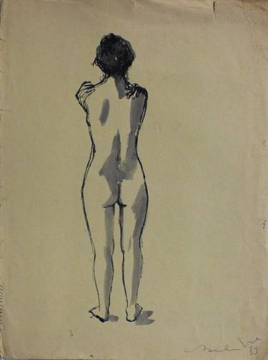 Standing nude, from the back thumb
