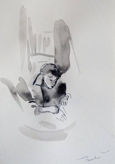 Original Figurative Portrait Drawings by Frederic Belaubre