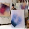 Oil on canvas, large painting, will be sent rolled in a tube. There are a lot of very subtle color variations in this painting, difficult to show on the photo; additional photos taken in different light hopefully will help to get a better idea.