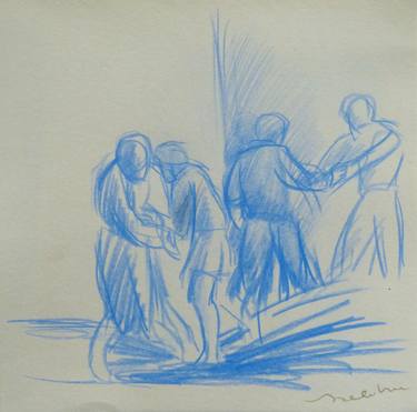 Original Figurative People Drawings by Frederic Belaubre