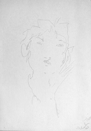 Original Expressionism Portrait Drawings by Frederic Belaubre