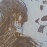 Original mixed media drawing on paper, created using oil paint, pencil, inks and powdered pigments.