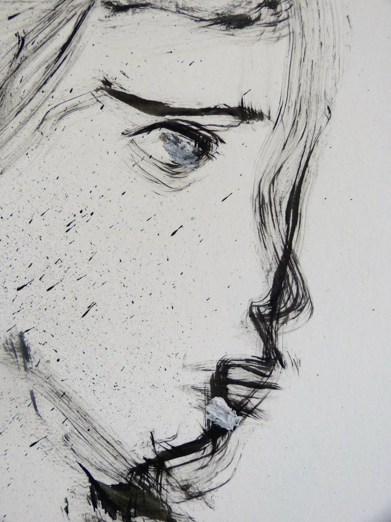 Original Expressionism Portrait Drawing by Frederic Belaubre