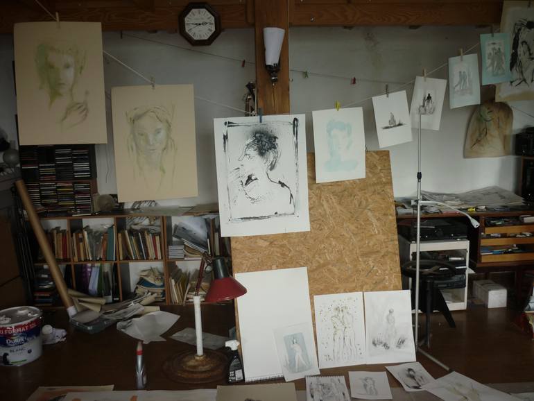 Original Expressionism People Drawing by Frederic Belaubre