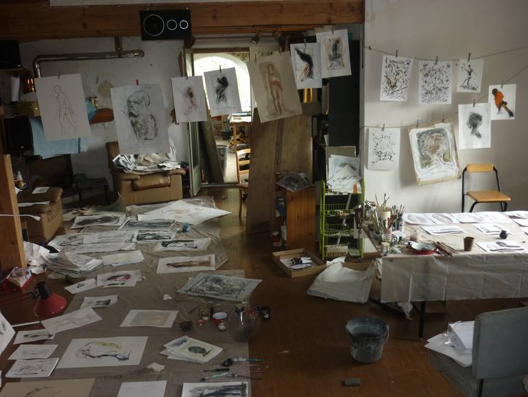 Original Expressionism People Drawing by Frederic Belaubre