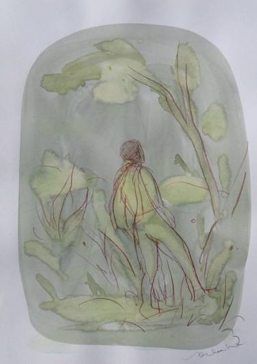 Original Figurative Garden Drawings by Frederic Belaubre