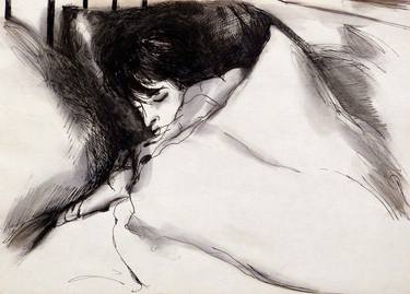 Original Figurative Women Drawings by Frederic Belaubre