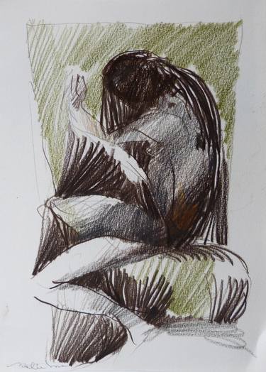 Original Figurative Women Drawings by Frederic Belaubre